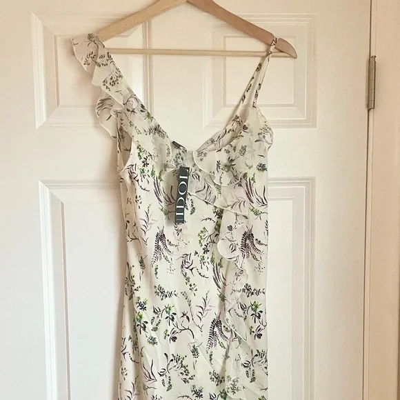 NWT Topshop Women's Dress Idol Midi Ruffle Frill Floral Print Sleeveless Size 8 - Picture 3 of 8
